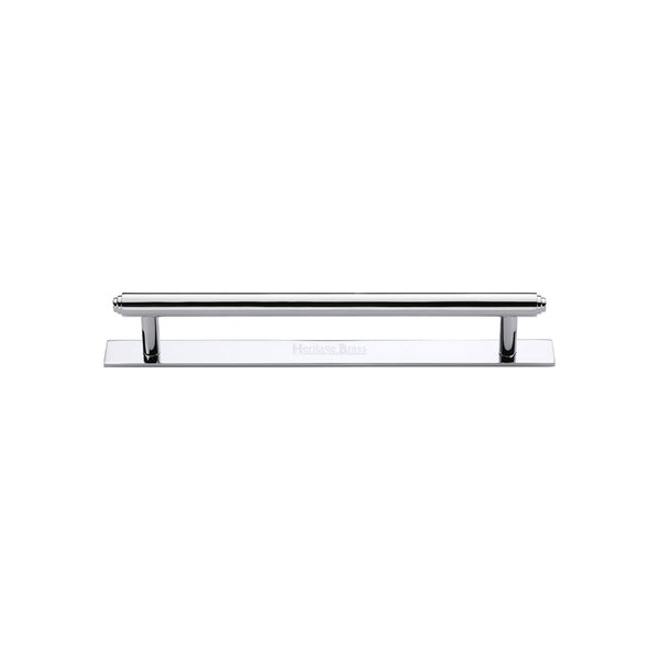 Heritage Brass Cabinet Pull Step Design with Plate 96mm CTC Polished Chrome Finish - PL4410 96-PC - Choice Handles