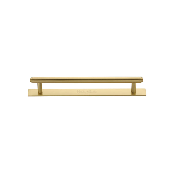 Heritage Brass Cabinet Pull Step Design with Plate 96mm CTC Satin Brass Finish - PL4410 96-SB - Choice Handles