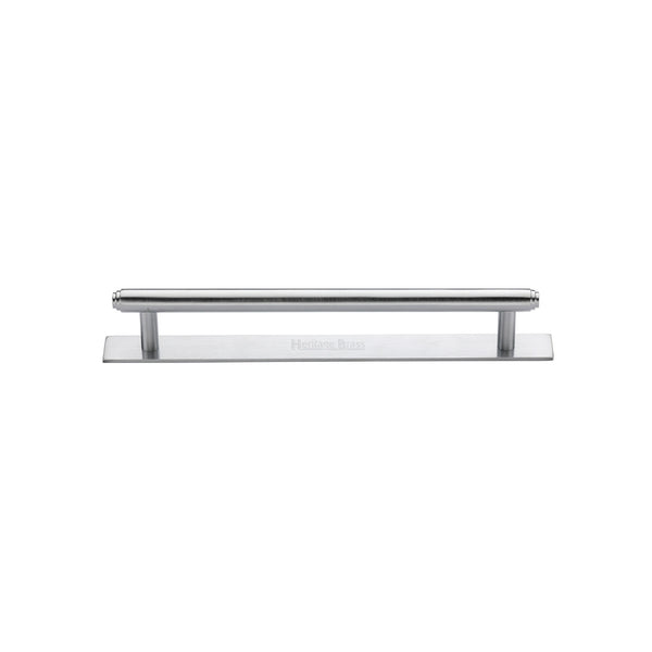 Heritage Brass Cabinet Pull Step Design with Plate 96mm CTC Satin Chrome Finish - PL4410 96-SC - Choice Handles