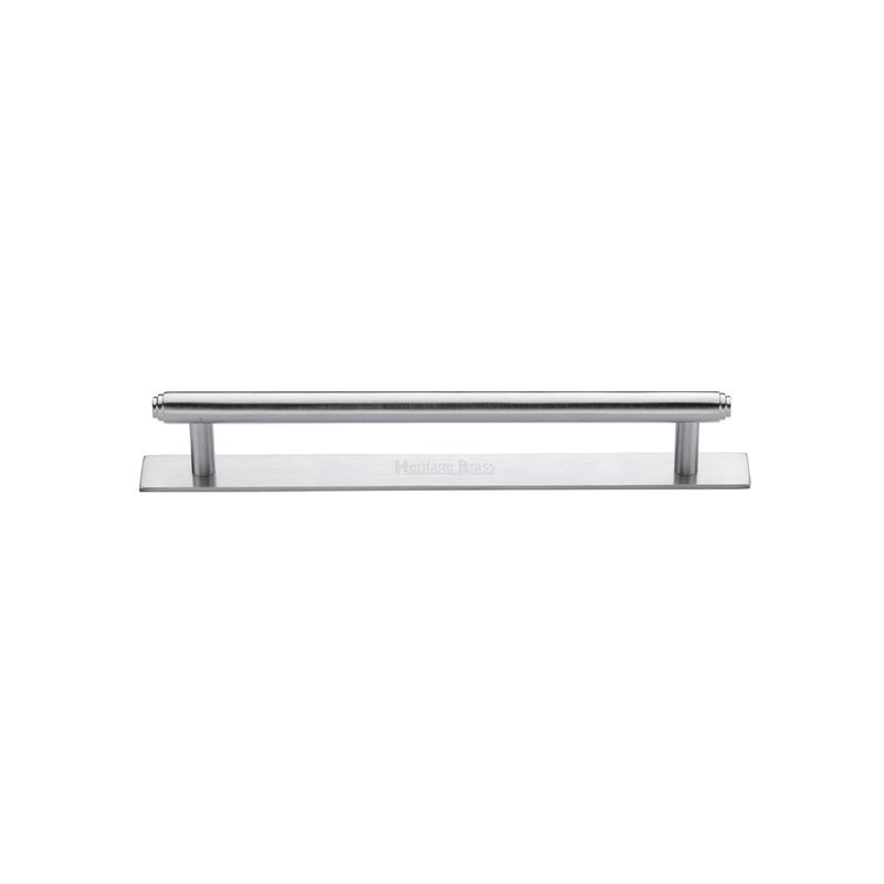 Heritage Brass Cabinet Pull Step Design with Plate 96mm CTC Satin Chrome Finish - PL4410 96-SC - Choice Handles