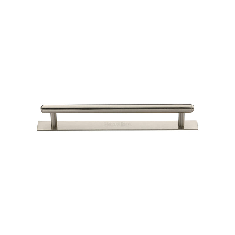 Heritage Brass Cabinet Pull Step Design with Plate 96mm CTC Satin Nickel Finish - PL4410 96-SN - Choice Handles