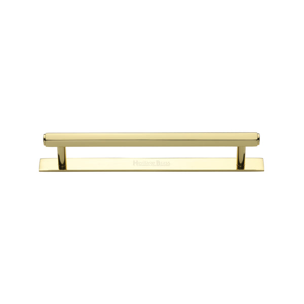 Heritage Brass Cabinet Pull Hexagonal Design with Plate 128mm CTC Polished Brass Finish - PL4422 128-PB - Choice Handles