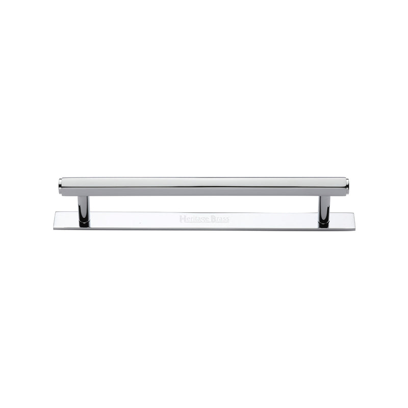 Heritage Brass Cabinet Pull Hexagonal Design with Plate 128mm CTC Polished Chrome Finish - PL4422 128-PC - Choice Handles