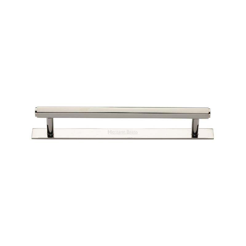 Heritage Brass Cabinet Pull Hexagonal Design with Plate 128mm CTC Polished Nickel Finish - PL4422 128-PNF - Choice Handles