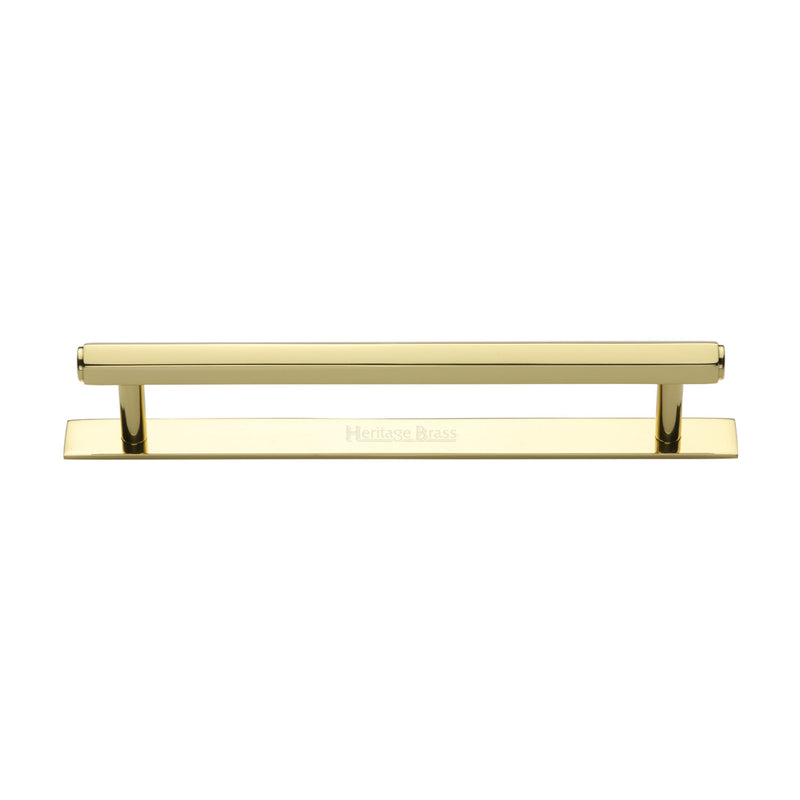 Heritage Brass Cabinet Pull Hexagonal Design with Plate 160mm CTC Polished Brass Finish - PL4422 160-PB - Choice Handles