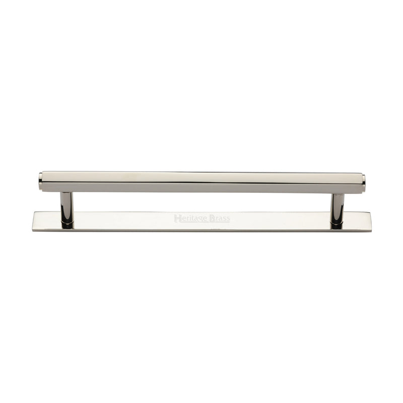 Heritage Brass Cabinet Pull Hexagonal Design with Plate 160mm CTC Polished Nickel Finish - PL4422 160-PNF - Choice Handles