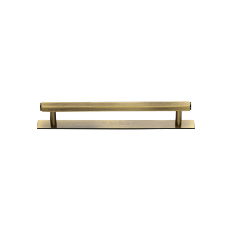Heritage Brass Cabinet Pull Hexagonal Design with Plate 96mm CTC Antique Brass Finish - PL4422 96-AT - Choice Handles
