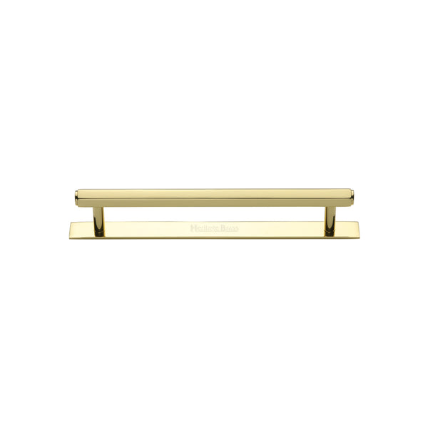 Heritage Brass Cabinet Pull Hexagonal Design with Plate 96mm CTC Polished Brass Finish - PL4422 96-PB - Choice Handles