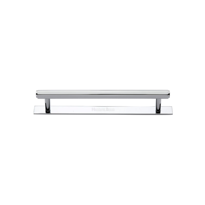 Heritage Brass Cabinet Pull Hexagonal Design with Plate 96mm CTC Polished Chrome Finish - PL4422 96-PC - Choice Handles