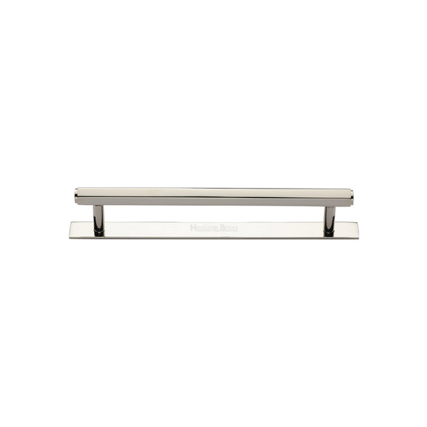 Heritage Brass Cabinet Pull Hexagonal Design with Plate 96mm CTC Polished Nickel Finish - PL4422 96-PNF - Choice Handles