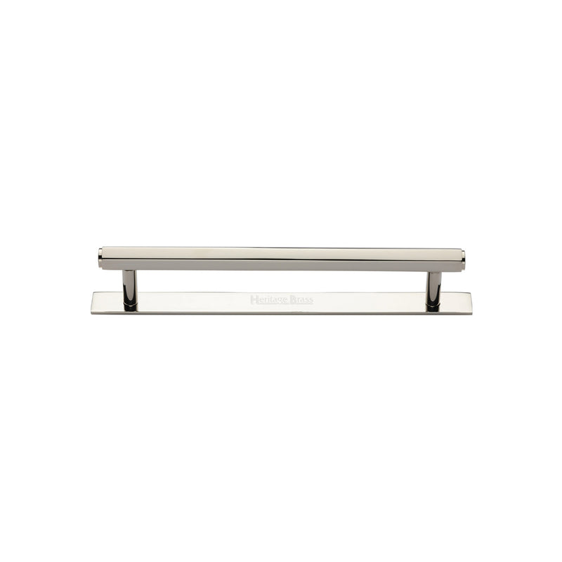 Heritage Brass Cabinet Pull Hexagonal Design with Plate 96mm CTC Polished Nickel Finish - PL4422 96-PNF - Choice Handles