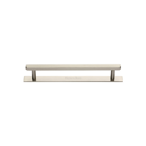 Heritage Brass Cabinet Pull Hexagonal Design with Plate 96mm CTC Satin Nickel Finish - PL4422 96-SN - Choice Handles