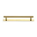 Heritage Brass Cabinet Pull Knurled Design with Plate 160mm CTC Polished Brass Finish - PL4458 160-PB - Choice Handles