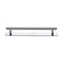 Heritage Brass Cabinet Pull Knurled Design with Plate 160mm CTC Polished Chrome Finish - PL4458 160-PC - Choice Handles