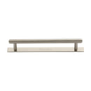 Heritage Brass Cabinet Pull Knurled Design with Plate 160mm CTC Satin Nickel Finish - PL4458 160-SN - Choice Handles