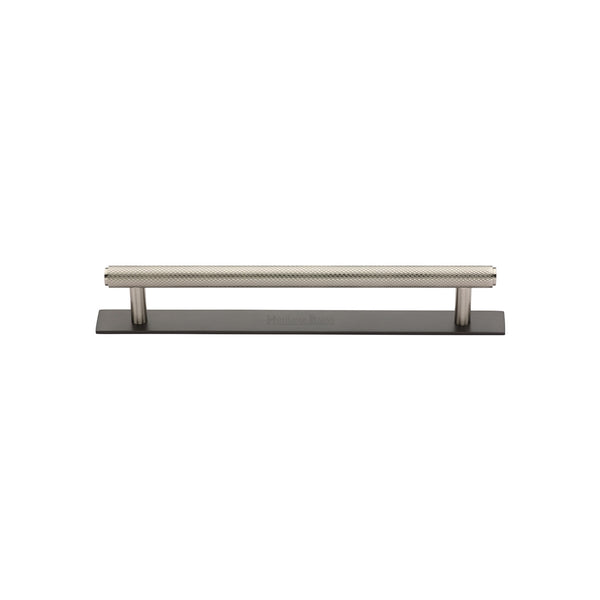 Heritage Brass Cabinet Pull Knurled Design with Plate 96mm CTC Matt Bronze/Satin Nickel Finish - PL4458 96-BSN - Choice Handles