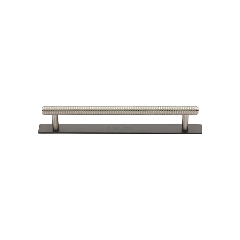 Heritage Brass Cabinet Pull Knurled Design with Plate 96mm CTC Matt Bronze/Satin Nickel Finish - PL4458 96-BSN - Choice Handles