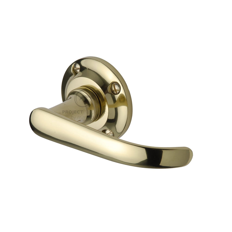 Project Hardware Door Handle Lever Latch on Round Rose Avon Design Polished Brass finish - PR930-PB - Choice Handles