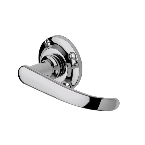 Project Hardware Door Handle Lever Latch on Round Rose Avon Design Polished Chrome finish - PR930-PC - Choice Handles