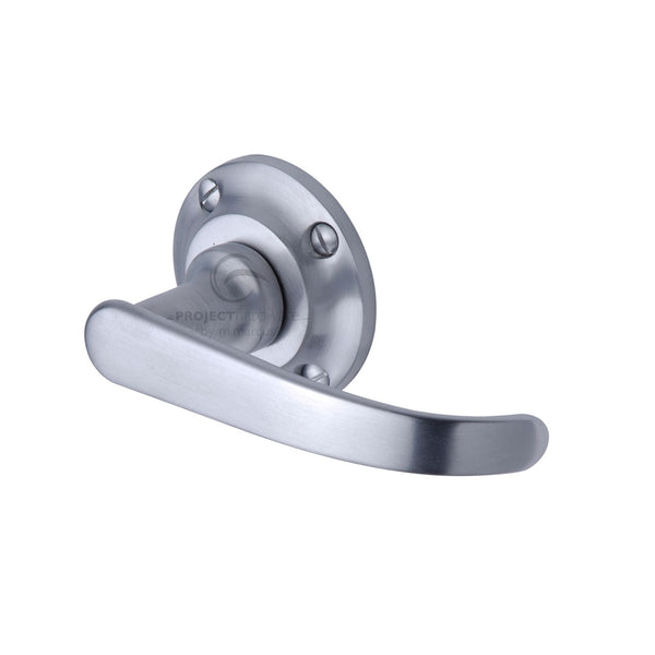 Project Hardware Door Handle Lever Latch on Round Rose Avon Design Satin Chrome finish - PR930-SC - Choice Handles