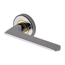 Heritage Brass Door Handle Lever Latch on Round Rose Pyramid Design Chrome & Brass finish - PYD3535-CB - Choice Handles
