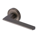 Heritage Brass Door Handle Lever Latch on Round Rose Pyramid Design Matt Bronze finish - PYD3535-MB - Choice Handles