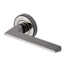 Heritage Brass Door Handle Lever Latch on Round Rose Pyramid Design Polished Nickel finish - PYD3535-PNF - Choice Handles