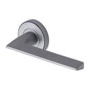 Heritage Brass Door Handle Lever Latch on Round Rose Pyramid Design Satin Chrome finish - PYD3535-SC - Choice Handles