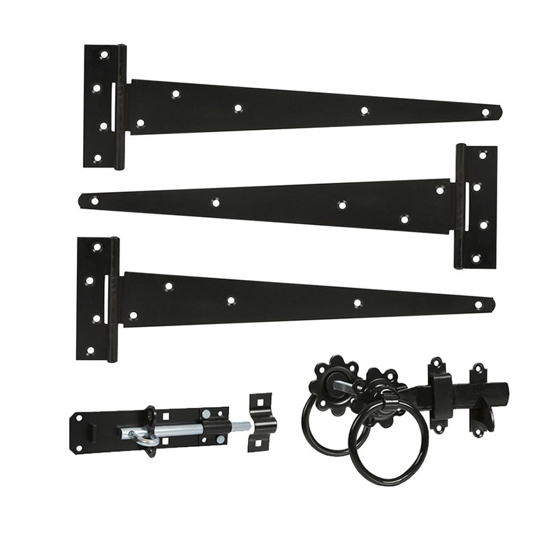 Spira Brass - 18" 450mm Plain Ring Gate Ironmongery Kit  - Black - 9104 - Choice Handles