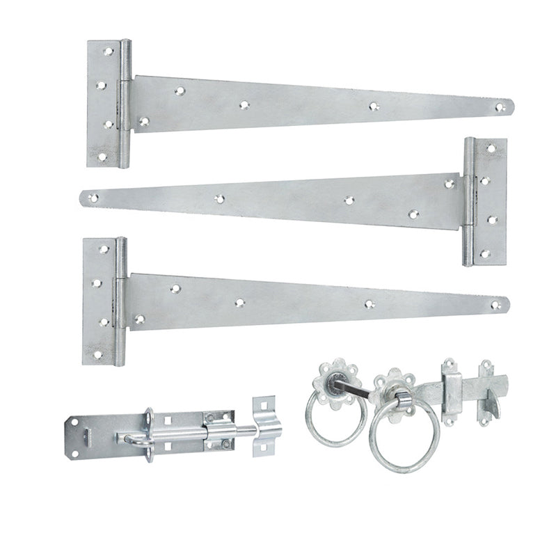 Spira Brass - 18" 450mm Plain Ring Gate Ironmongery Kit  - Zinc - 9114 - Choice Handles