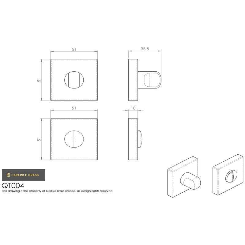 Manital - Manital Square Standard Turn and Release - Anthracite - QT004ANT - Choice Handles