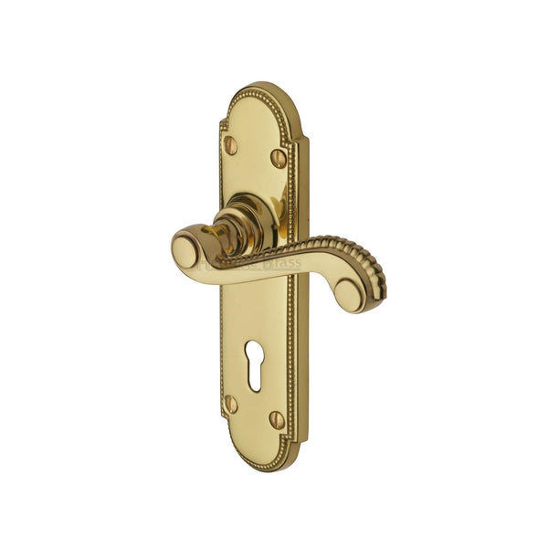 Heritage Brass Door Handle Lever Lock Adam Design Polished Brass finish - R750-PB - Choice Handles
