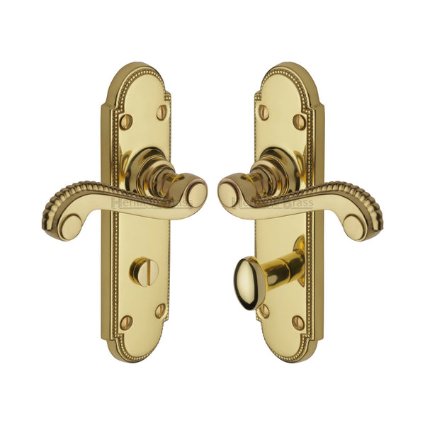 Heritage Brass Door Handle for Bathroom Adam Design Polished Brass finish - R765-PB - Choice Handles