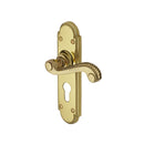 Heritage Brass Door Handle for Euro Profile Plate Adam Design Polished Brass finish - R768-PB - Choice Handles