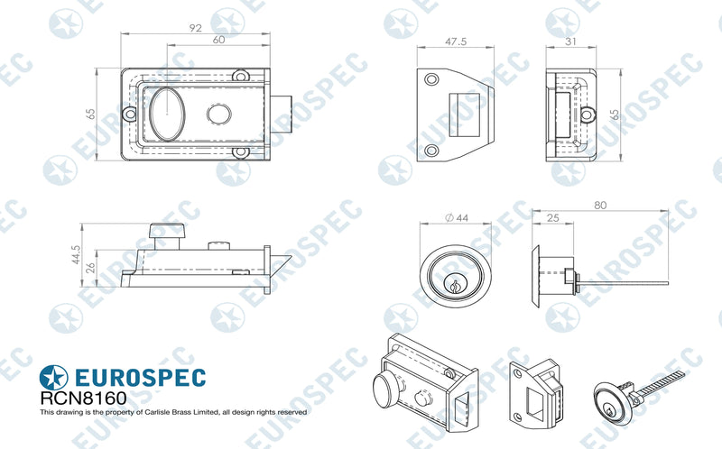 Eurospec - Traditional Rim Cylinder Nightlatch Green/Satin Chrome - Green - RCN8160GN/SC