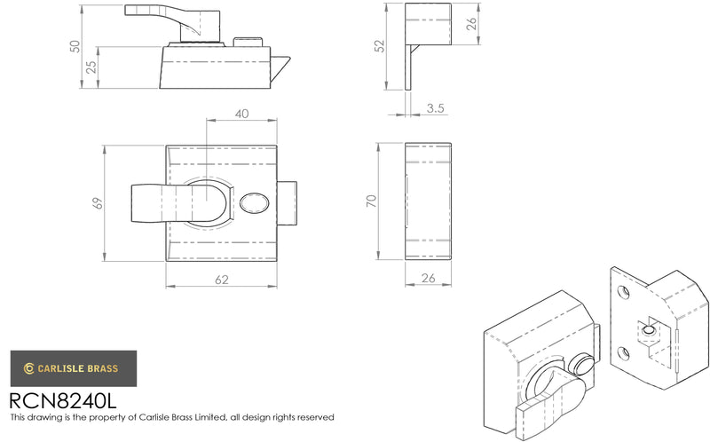 Eurospec - Contract Rim Cylinder Nightlatch 40mm Lockcase Only - Satin Chrome - RCN8240L/SC