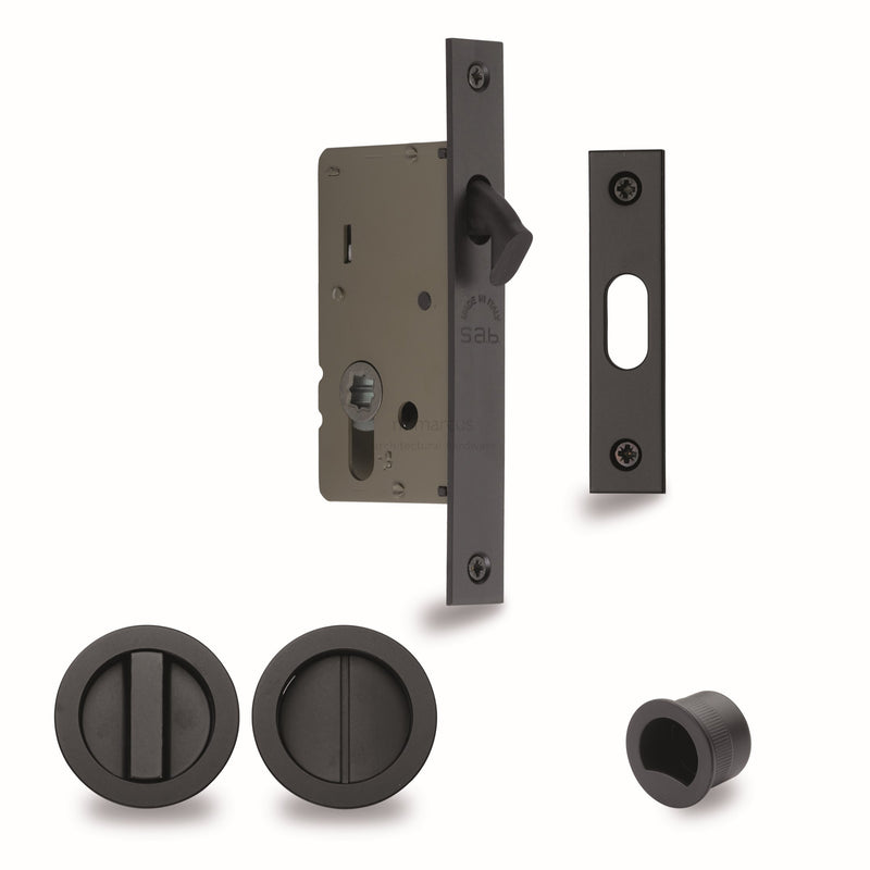 Sliding Lock with Round Privacy Turns Matt Black Finish
 - RD2308-50-BLK