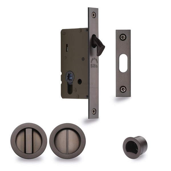 Sliding Lock with Round Privacy Turns Matt Bronze Finish
 - RD2308-50-MB