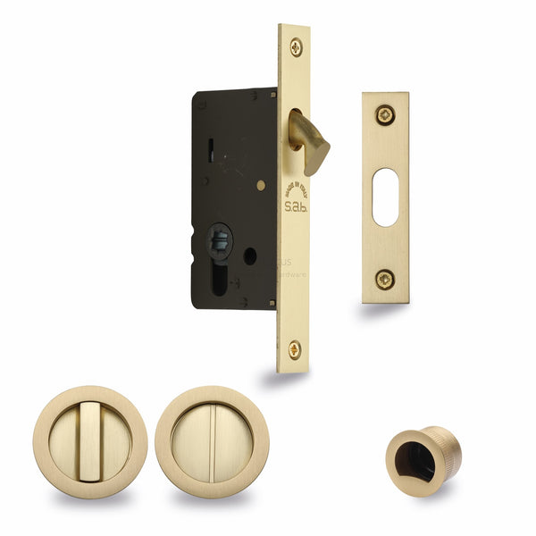 Sliding Lock with Round Privacy Turns Satin Brass
 - RD2308-40-SB