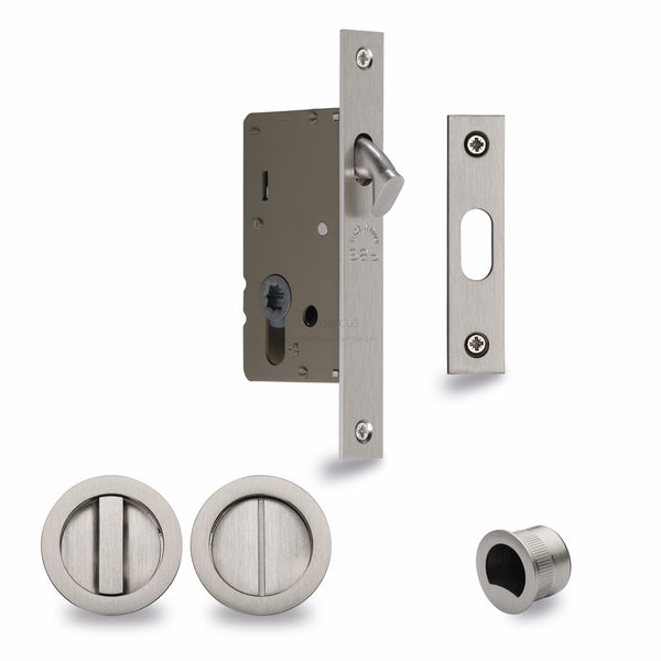 Sliding Lock with Round Privacy Turns Satin Nickel Finish
 - RD2308-50-SN