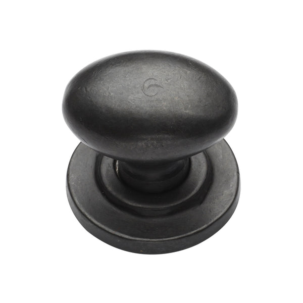 Rustic Dark Bronze Cabinet Knob Oval Design on Plate 32mm - RDB179 32 - Choice Handles
