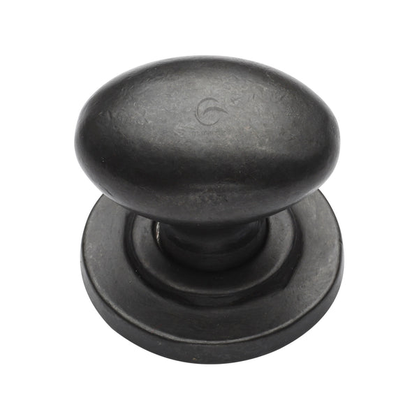 Rustic Dark Bronze Cabinet Knob Oval Design on Plate 38mm - RDB179 38 - Choice Handles