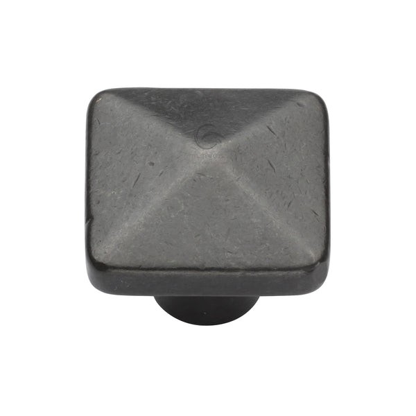 Rustic Dark Bronze Cabinet Knob Square Pyramid Design 32mm - RDB390 32 - Choice Handles