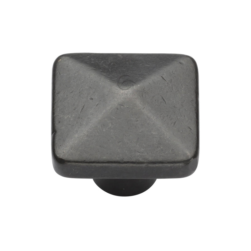 Rustic Dark Bronze Cabinet Knob Square Pyramid Design 32mm - RDB390 32 - Choice Handles