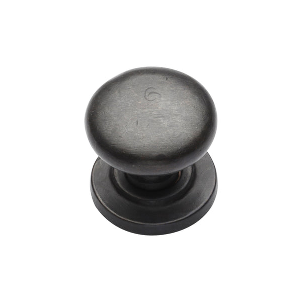 Rustic Dark Bronze Cabinet Knob Round Design on Plate 25mm - RDB613 25 - Choice Handles