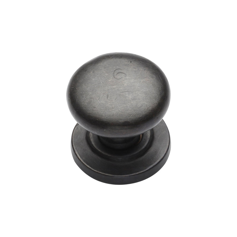 Rustic Dark Bronze Cabinet Knob Round Design on Plate 25mm - RDB613 25 - Choice Handles