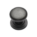 Rustic Dark Bronze Cabinet Knob Round Design on Plate 32mm - RDB613 32 - Choice Handles