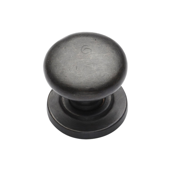 Rustic Dark Bronze Cabinet Knob Round Design on Plate 32mm - RDB613 32 - Choice Handles