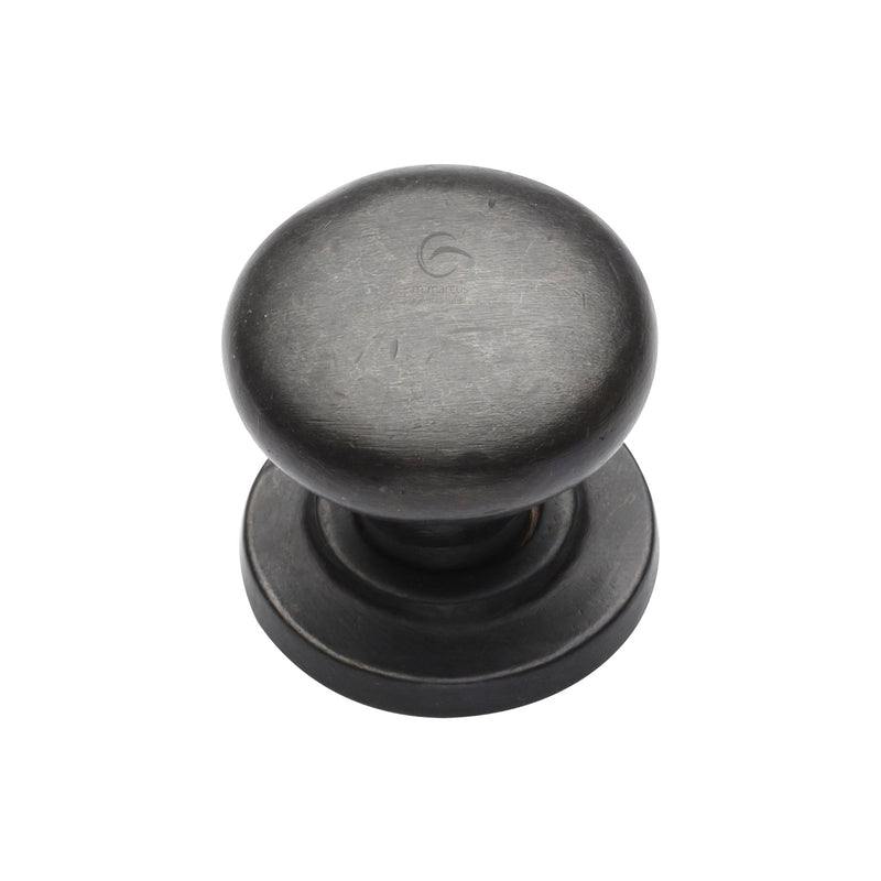 Rustic Dark Bronze Cabinet Knob Round Design on Plate 32mm - RDB613 32 - Choice Handles