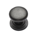 Rustic Dark Bronze Cabinet Knob Round Design on Plate 38mm - RDB613 38 - Choice Handles